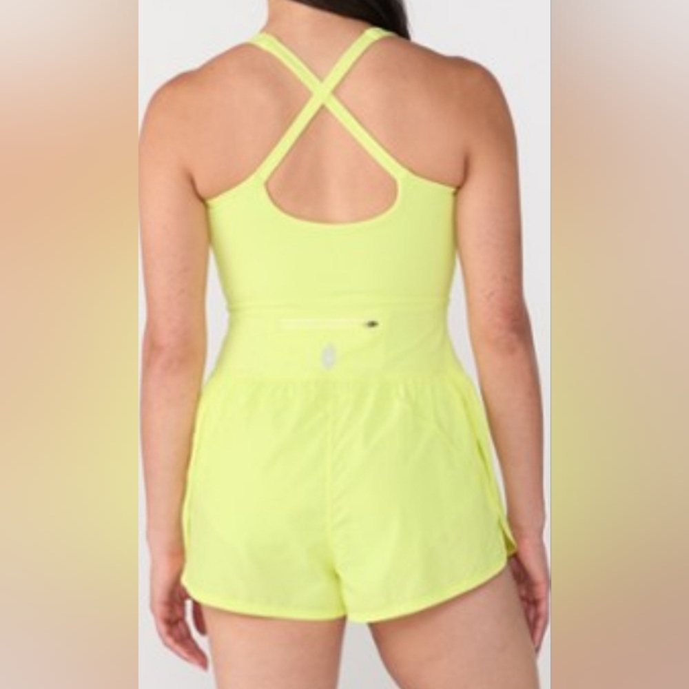 Free People Runsie Yellow Athletic Romper - Picture 2 of 8